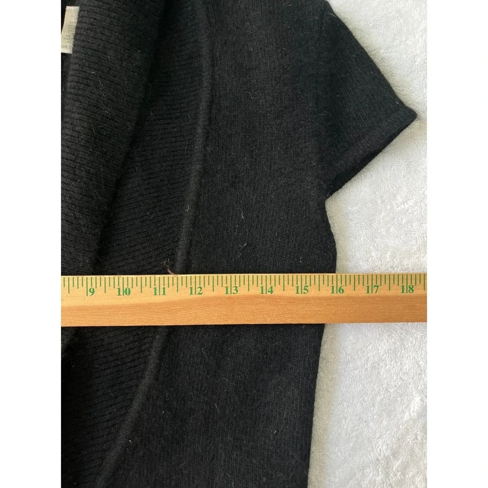 Black Angora‎ Lambswool Blend Shawl Collar Short Sleeve Cardigan RN 59478 Large